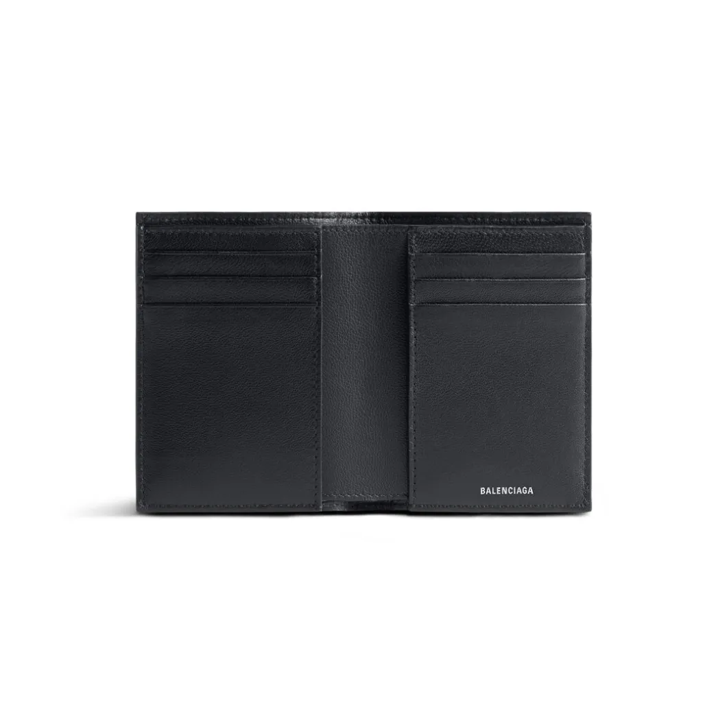 Portafoglio Bi-fold Verticale Monaco da Uomo in Nero