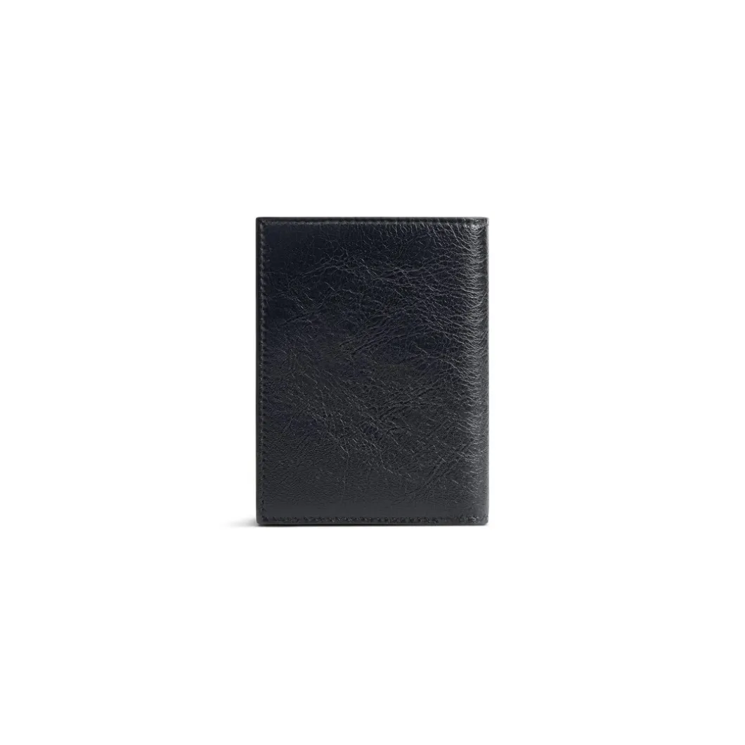 Portafoglio Bi-fold Verticale Monaco da Uomo in Nero