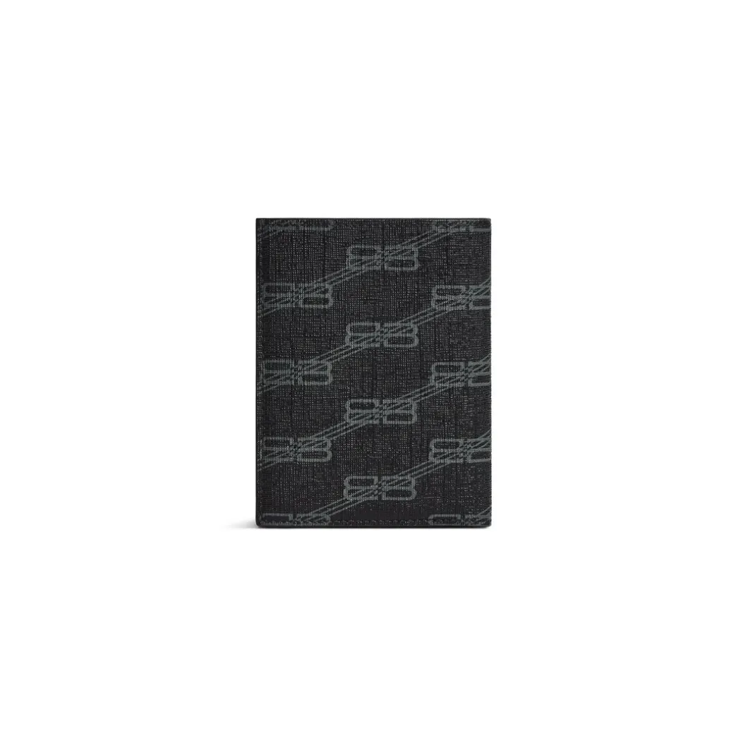 Portafoglio Bi-fold Verticale Signature In Tela Spalmata Bb Monogram da Uomo in Nero/grigio