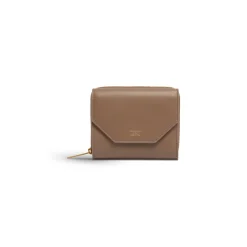 Portafoglio Compatto Envelope Con Patta  da Donna in Marrone Chiaro