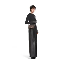 Portafoglio Con Catena Hourglass Metallizzato Con Lavorazione Coccodrillo  da Donna in Bronzo