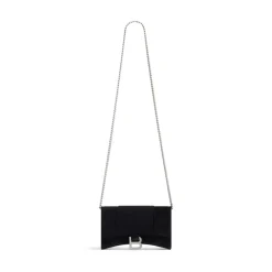 Portafoglio Con Catena Hourglass In Jersey Di Velluto da Donna in Nero
