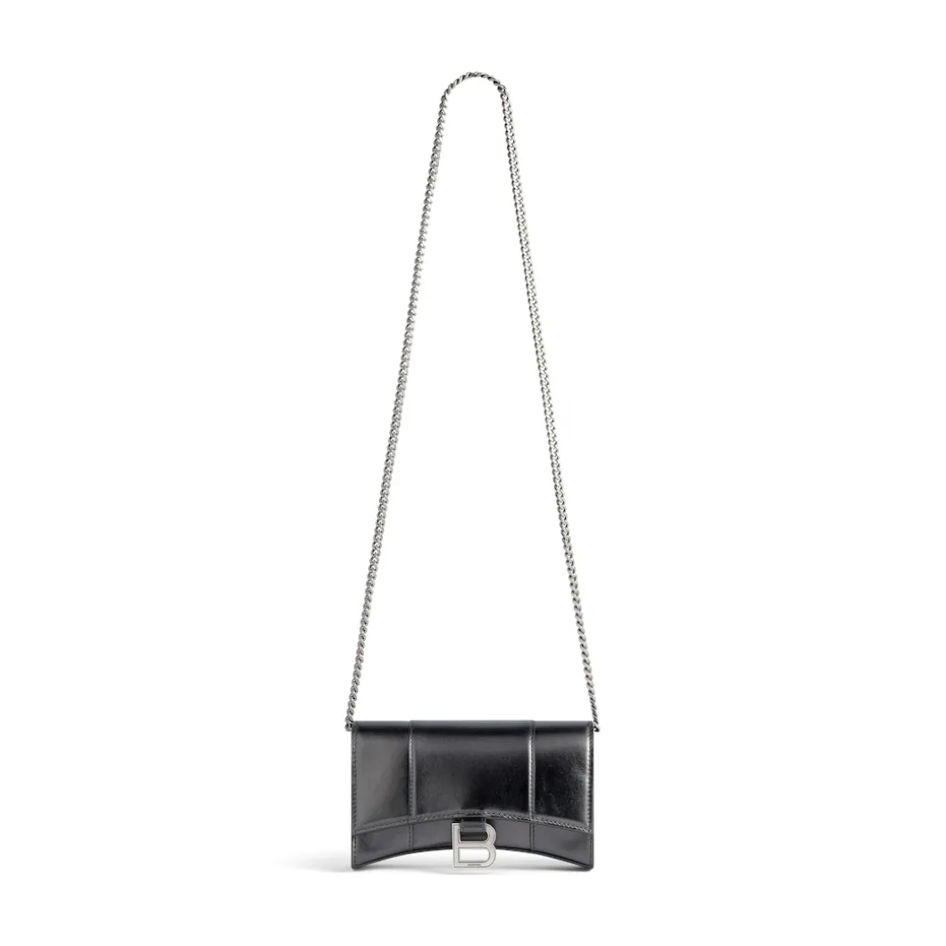 Portafoglio Con Catena Hourglass Metallizzato da Donna in Grigio