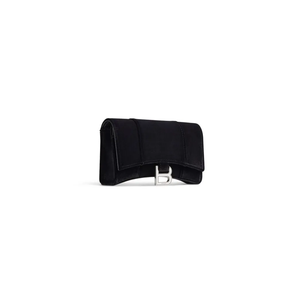 Portafoglio Con Catena Hourglass In Jersey Di Velluto da Donna in Nero