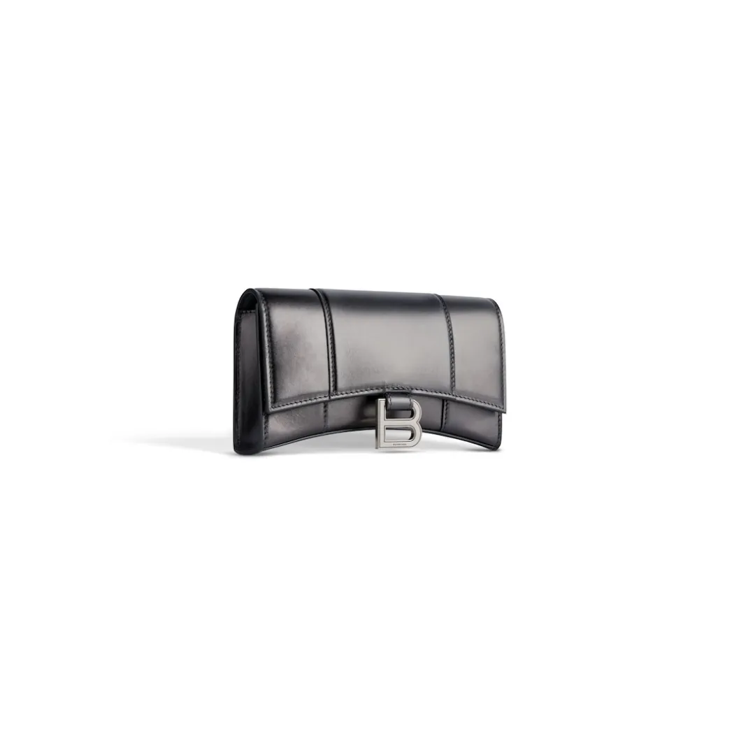 Portafoglio Con Catena Hourglass Metallizzato da Donna in Grigio