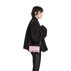Portafoglio Con Catena Hourglass Con Lavorazione Coccodrillo  da Donna in Rosa