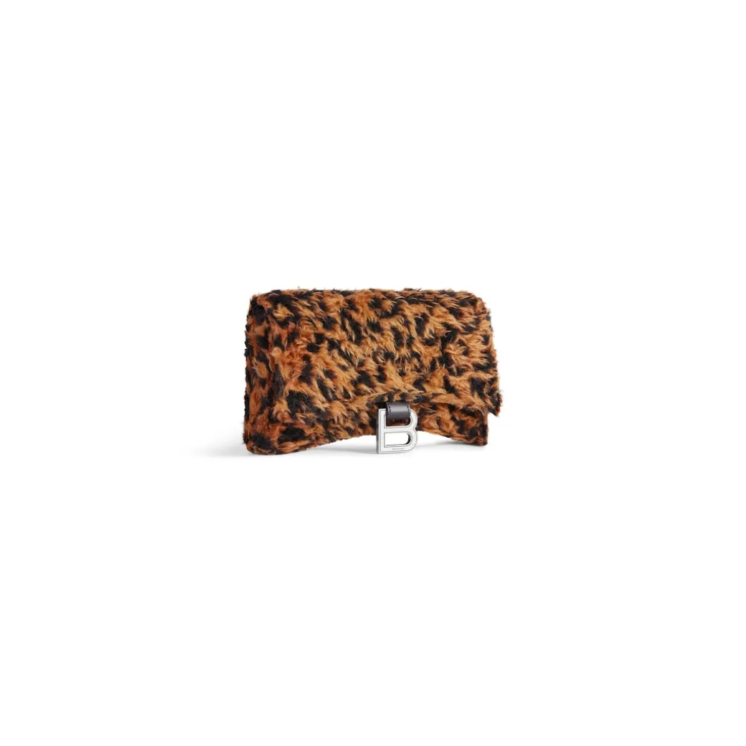Portafoglio Con Catena Hourglass Con Stampa Leopardata da Donna in Beige