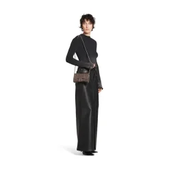 Portafoglio Con Catena Hourglass Metallizzato Con Lavorazione Coccodrillo da Donna in Bronzo