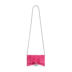 Portafoglio Con Catena Hourglass In Jersey Di Velluto da Donna in Rosa Acceso