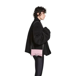 Portafoglio Con Catena Hourglass Con Lavorazione Coccodrillo  da Donna in Rosa