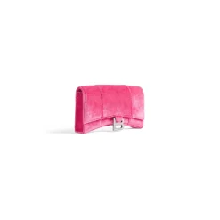 Portafoglio Con Catena Hourglass In Jersey Di Velluto da Donna in Rosa Acceso