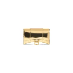 Portafoglio Con Catena Hourglass Effetto Specchio da Donna in Oro