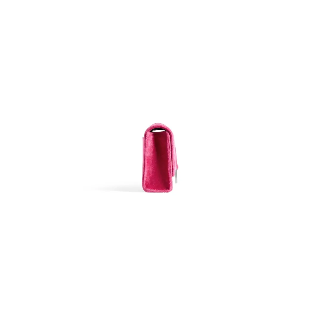 Portafoglio Con Catena Hourglass In Jersey Di Velluto da Donna in Rosa Acceso
