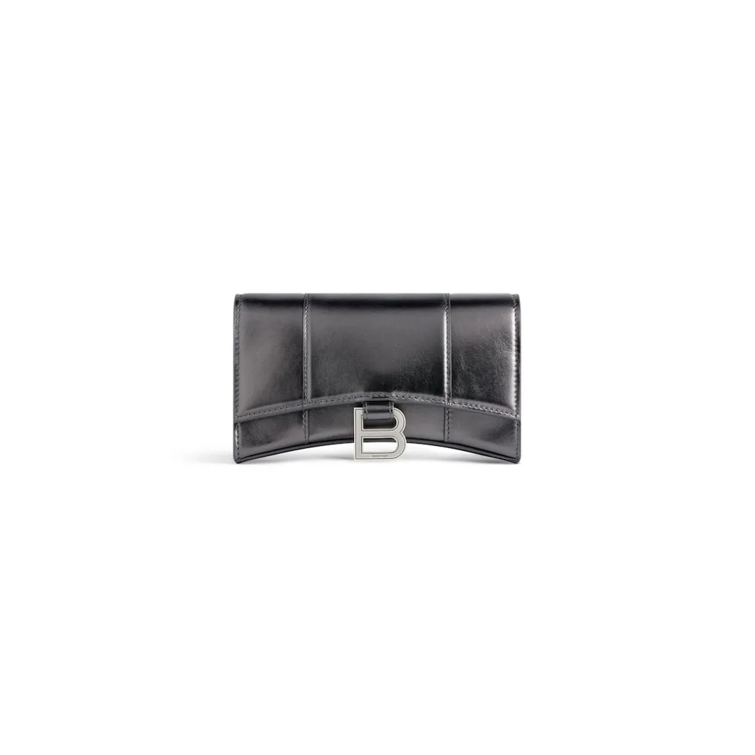 Portafoglio Con Catena Hourglass Metallizzato da Donna in Grigio
