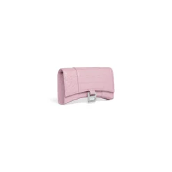 Portafoglio Con Catena Hourglass Con Lavorazione Coccodrillo  da Donna in Rosa