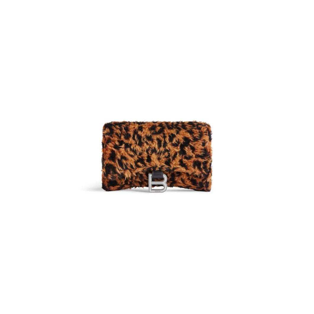 Portafoglio Con Catena Hourglass Con Stampa Leopardata da Donna in Beige