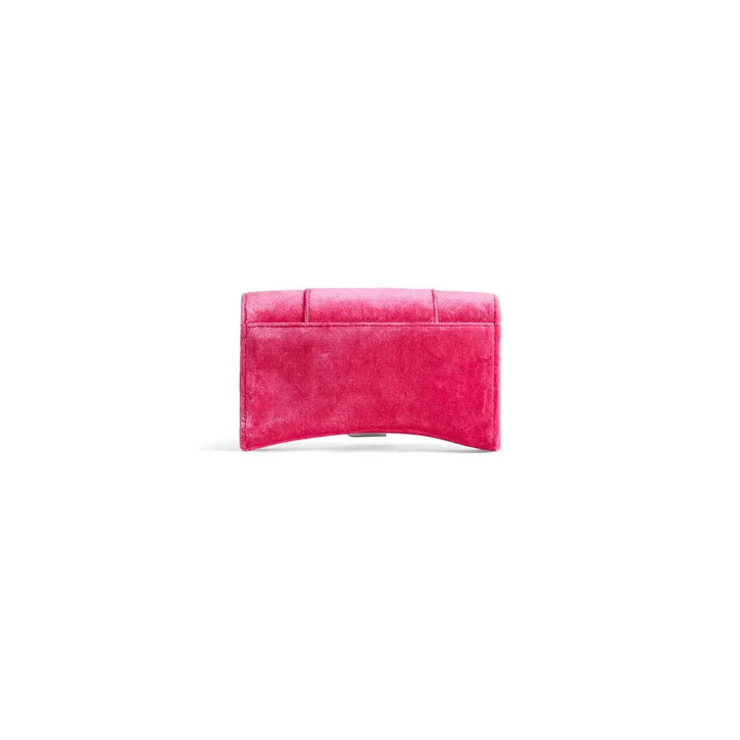 Portafoglio Con Catena Hourglass In Jersey Di Velluto da Donna in Rosa Acceso