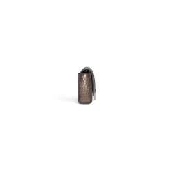 Portafoglio Con Catena Hourglass Metallizzato Con Lavorazione Coccodrillo da Donna in Bronzo
