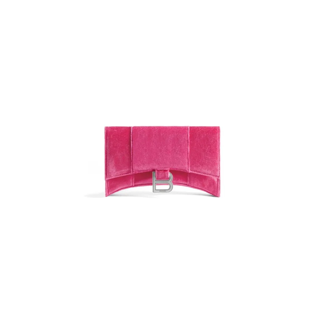Portafoglio Con Catena Hourglass In Jersey Di Velluto da Donna in Rosa Acceso