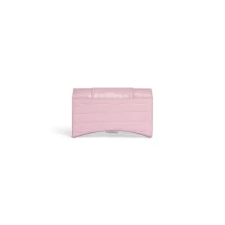 Portafoglio Con Catena Hourglass Con Lavorazione Coccodrillo  da Donna in Rosa