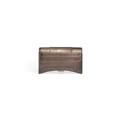 Portafoglio Con Catena Hourglass Metallizzato Con Lavorazione Coccodrillo da Donna in Bronzo