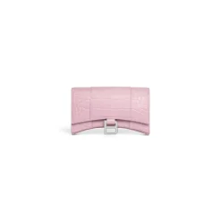 Portafoglio Con Catena Hourglass Con Lavorazione Coccodrillo  da Donna in Rosa