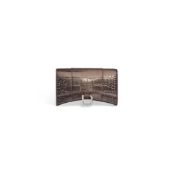 Portafoglio Con Catena Hourglass Metallizzato Con Lavorazione Coccodrillo da Donna in Bronzo