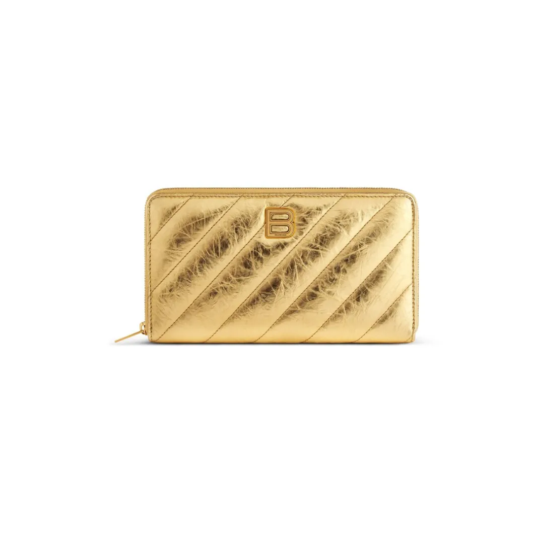 Portafoglio Continental Crush Metallizzato Trapuntato da Donna in Oro