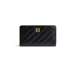 Portafoglio Continental Crush Trapuntato da Donna in Nero