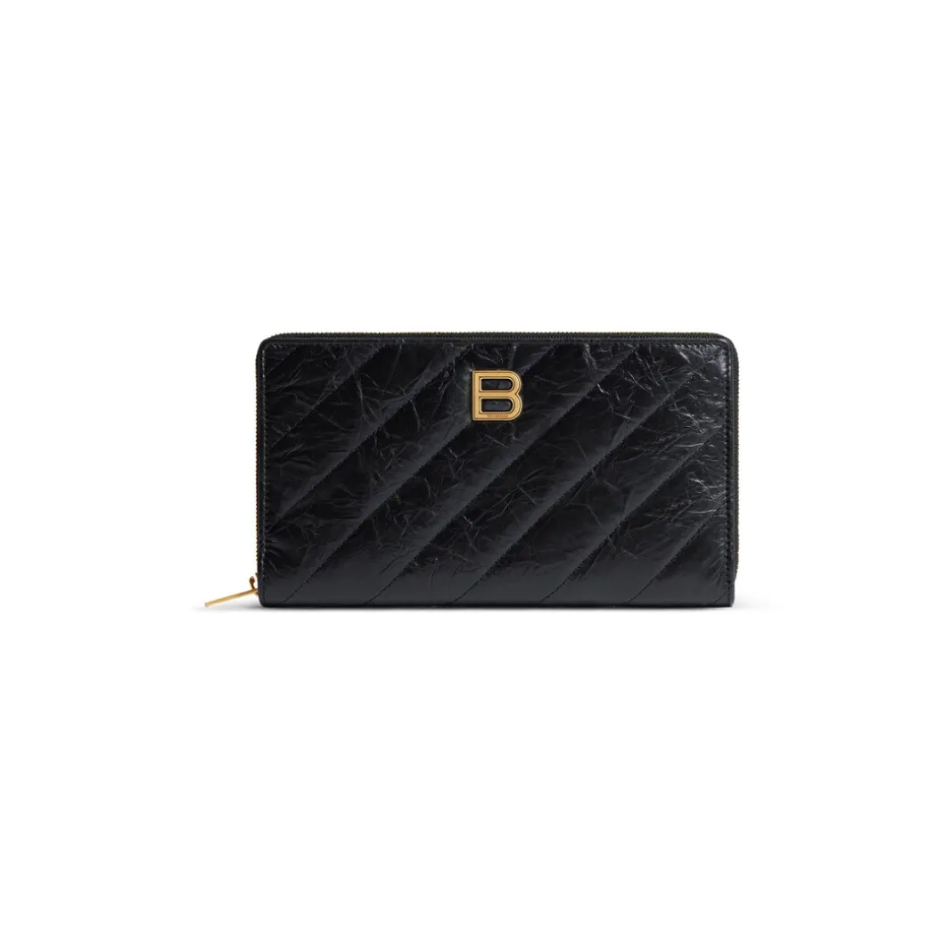 Portafoglio Continental Crush Trapuntato da Donna in Nero