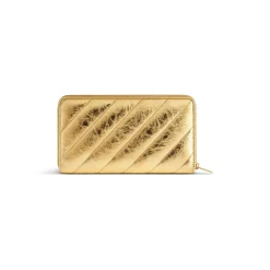 Portafoglio Continental Crush Metallizzato Trapuntato da Donna in Oro
