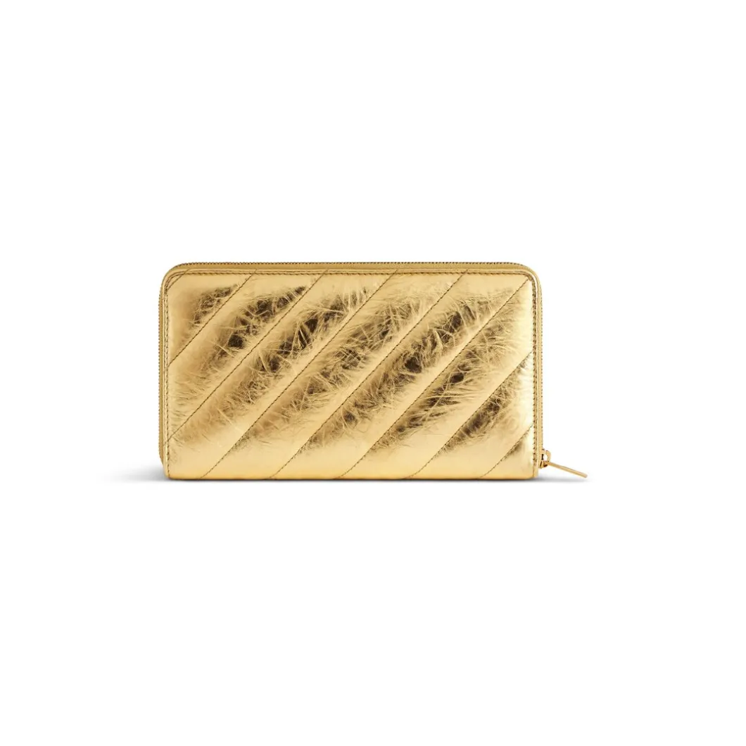 Portafoglio Continental Crush Metallizzato Trapuntato da Donna in Oro