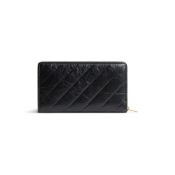 Portafoglio Continental Crush Trapuntato da Donna in Nero