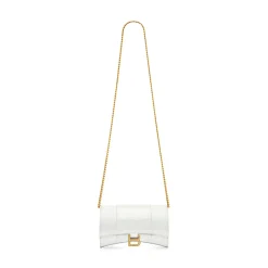 Portafoglio Hourglass Con Catena Con Lavorazione Coccodrillo da Donna in Bianco