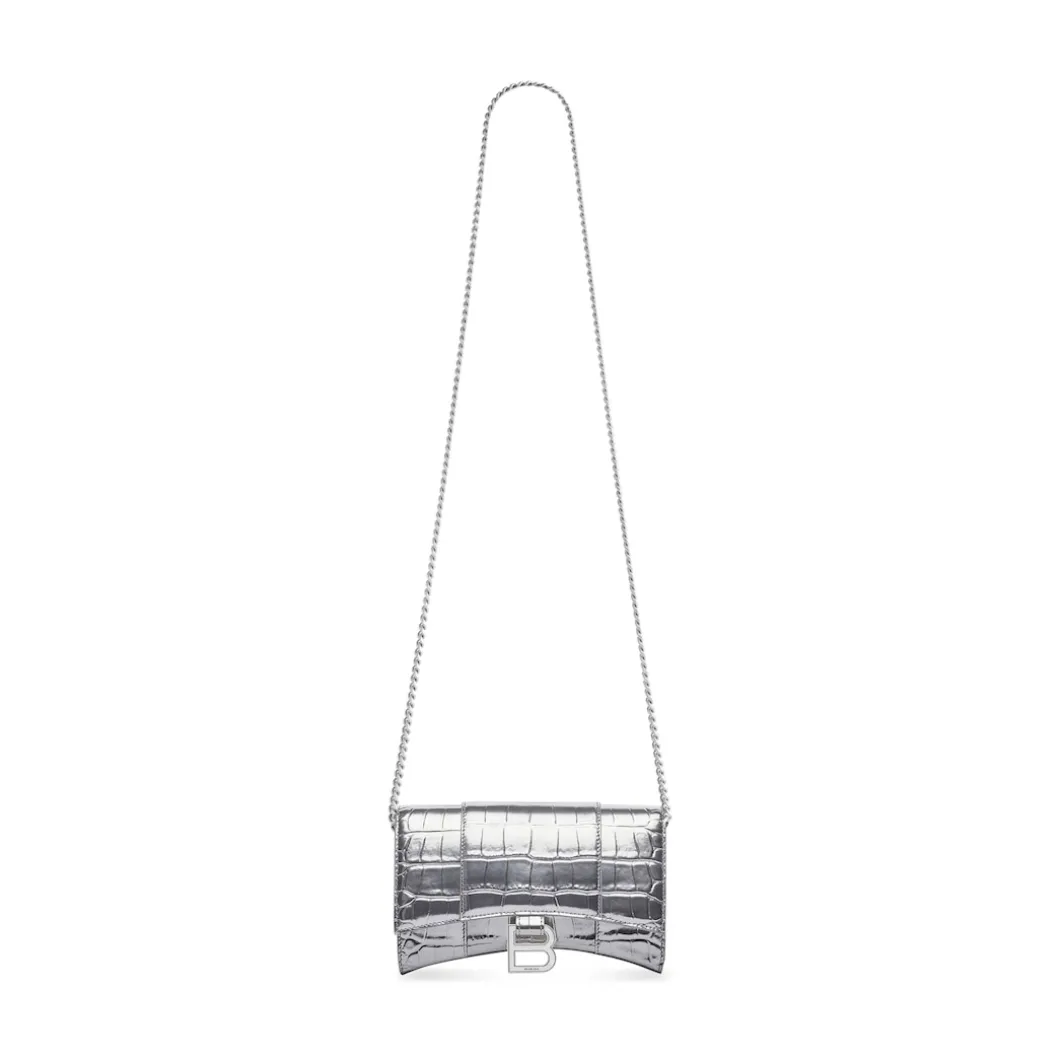 Portafoglio Hourglass Con Catena da Donna in Argento