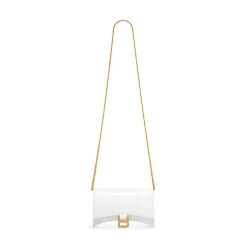 Portafoglio Hourglass Con Catena da Donna in Bianco