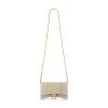 Portafoglio Hourglass Con Catena Con Lavorazione Coccodrillo da Donna in Beige