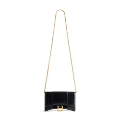 Portafoglio Hourglass Con Catena da Donna in Nero