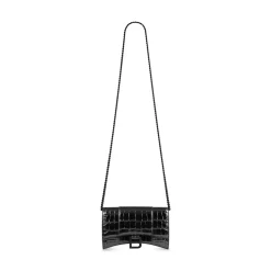 Portafoglio Hourglass Con Catena da Donna in Nero
