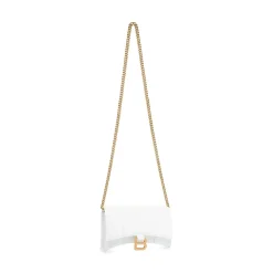Portafoglio Hourglass Con Catena da Donna in Bianco