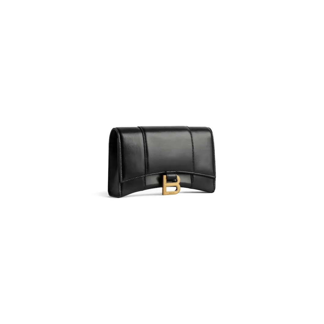Portafoglio Hourglass Con Catena da Donna in Nero