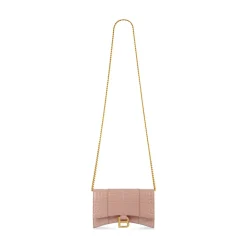 Portafoglio Hourglass Con Catena Con Lavorazione Coccodrillo da Donna in Beige