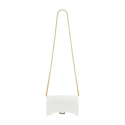 Portafoglio Hourglass Con Catena Con Lavorazione Coccodrillo da Donna in Bianco