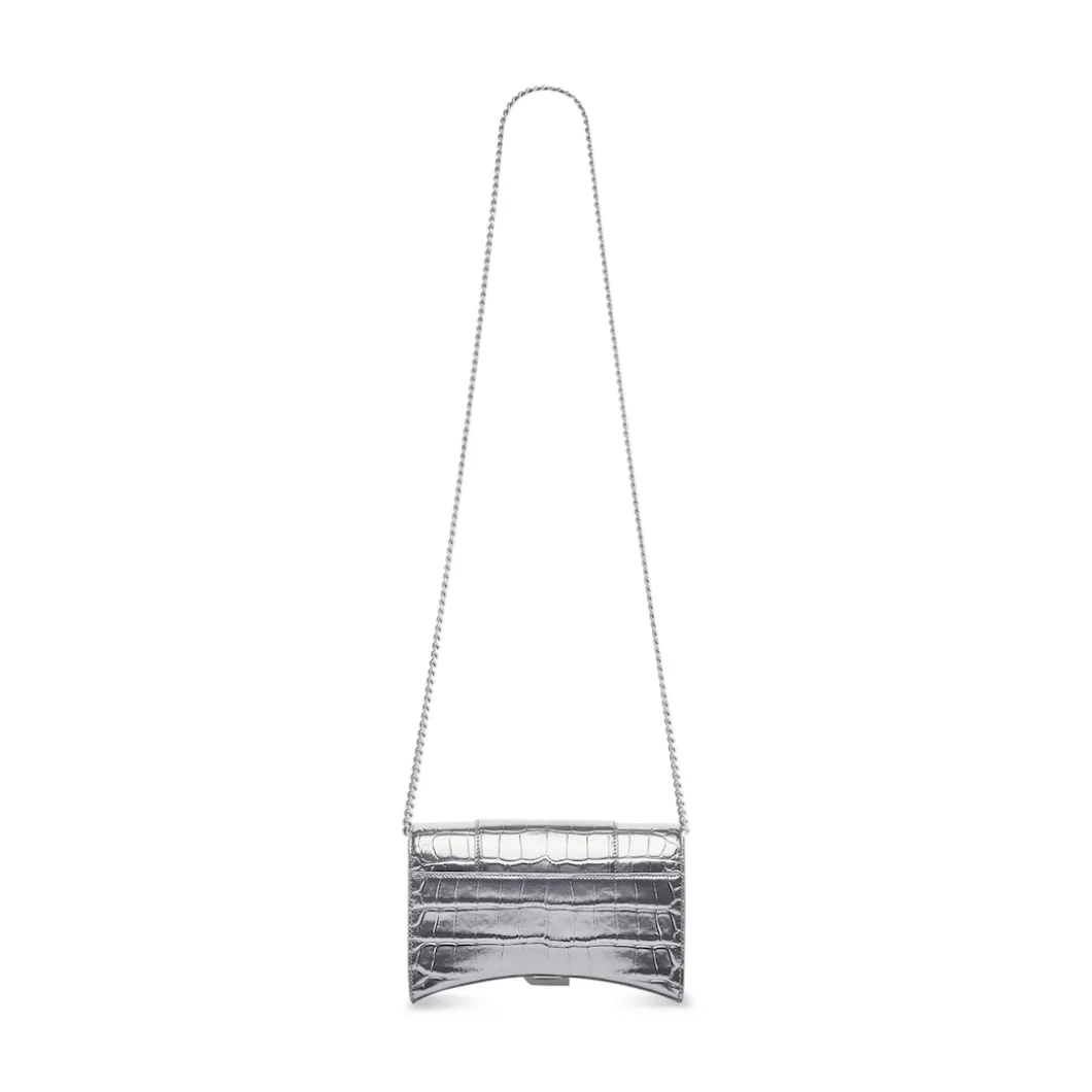 Portafoglio Hourglass Con Catena da Donna in Argento