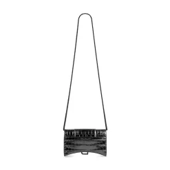 Portafoglio Hourglass Con Catena da Donna in Nero