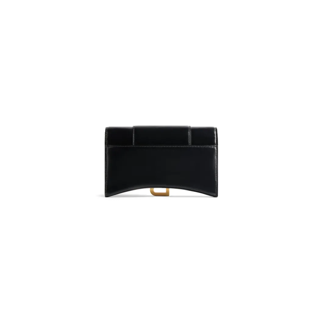 Portafoglio Hourglass Con Catena da Donna in Nero