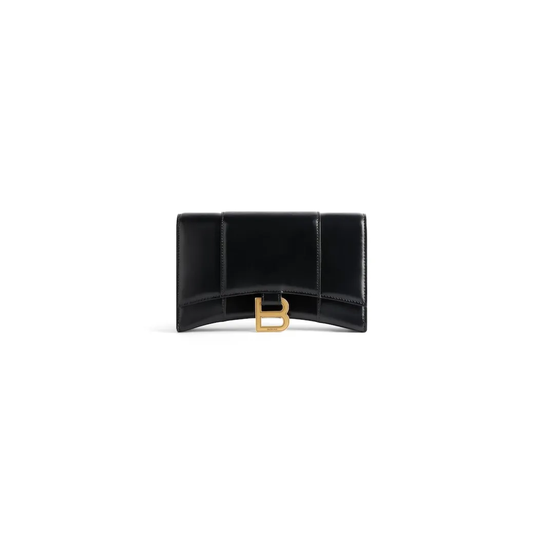 Portafoglio Hourglass Con Catena da Donna in Nero