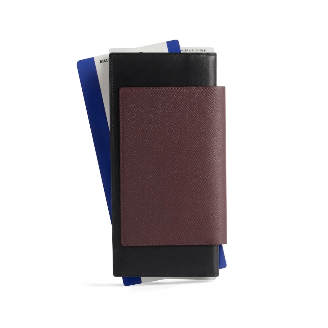 Portafoglio Passport Lungo 2 Biglietti da Uomo in Rosso Scuro