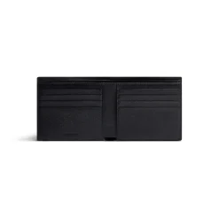 Portafoglio Pieghevole Quadrato Cash In Vitello Box da Uomo in Nero/bianco