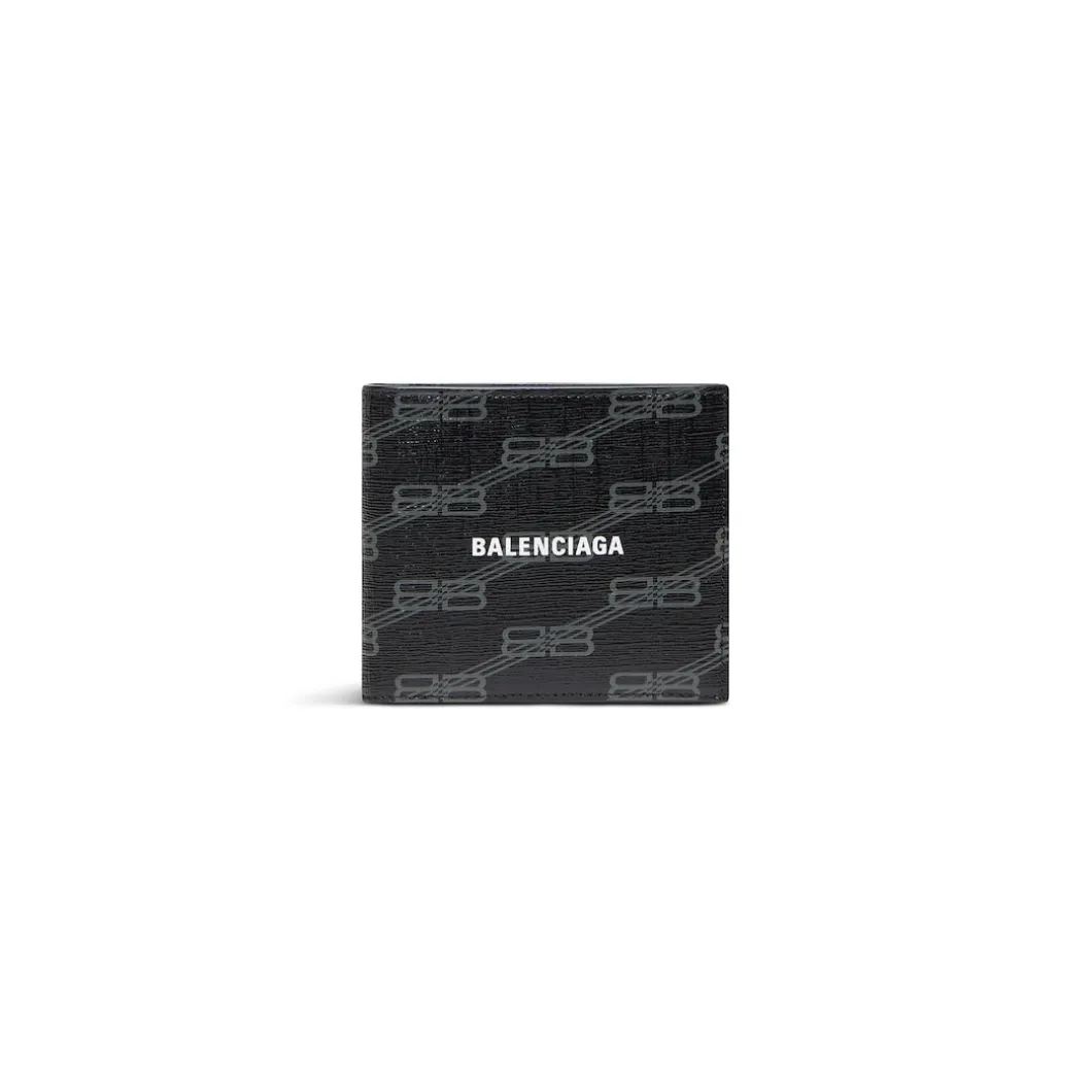 Portafoglio Squadrato Ripiegato Signature Folded In Tela Rivestita Bb Monogram da Uomo in Nero
